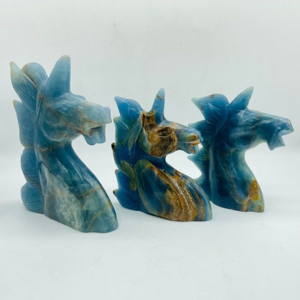 Pièces grand Onyx bleu Licorne sculpture