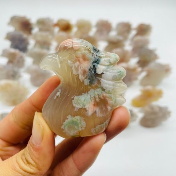 pièces de haute qualité fleur de sakura Agate aigle sculpture