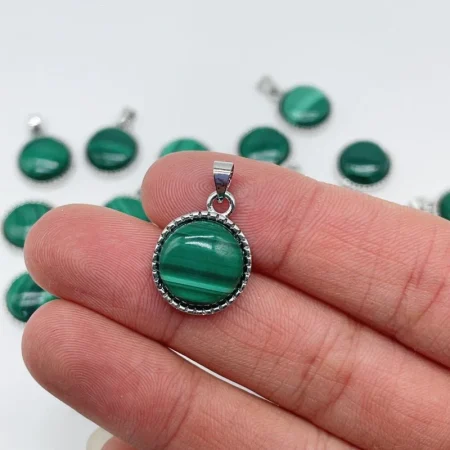 MALACHITE ROND PENDENTIF CRISTAL EN GROS