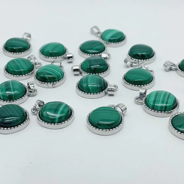 MALACHITE ROND PENDENTIF CRISTAL EN GROS