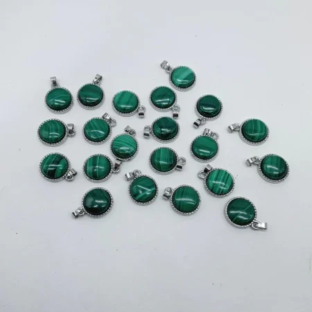 MALACHITE ROND PENDENTIF CRISTAL EN GROS