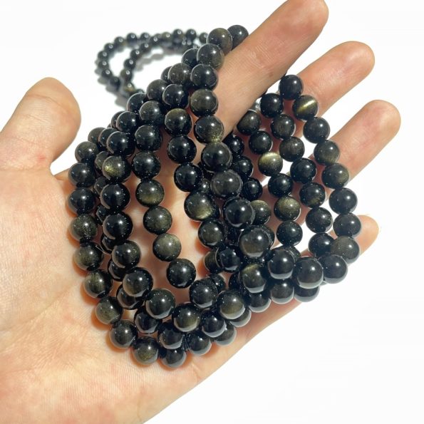 0,31 po (8 mm) Bracelet d’obsidienne éclat d’or en gros