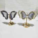 2-paires-rayure-agate-symétrie-aile-papillon-sculpture-avec-support-542646