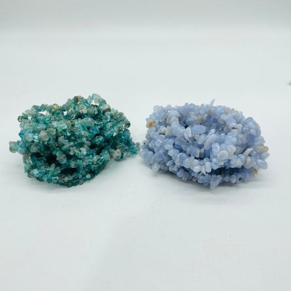 2 Types Chip Bracelet En Gros Agate Dentelle Bleue Translucide Apatite Claire