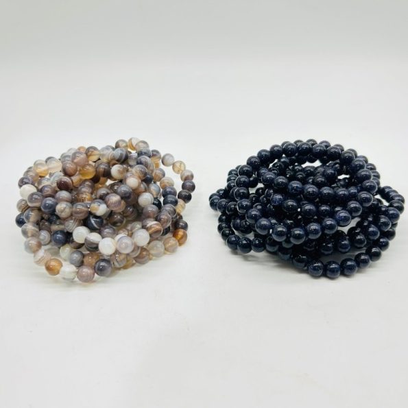 2Types Bracelet En Gros Grès Bleu Bande Lumière Agate