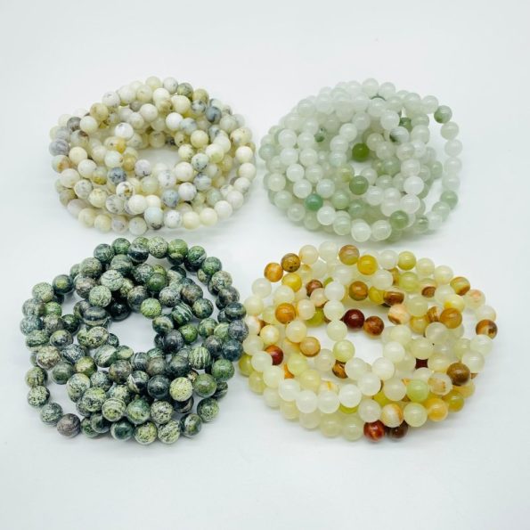 4 Types Bracelet En Gros Afghanistan Jade Vert Zèbre Jade Blanc