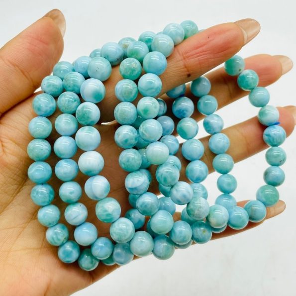 5 pièces Larimar 8mm Bracelet République Dominicaine Larimar