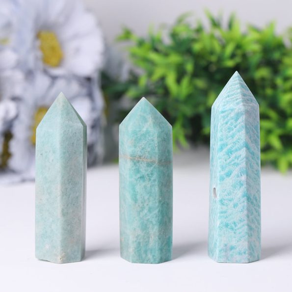 Vente en gros naturel poli amazonite point cristal naturel amazonite tour