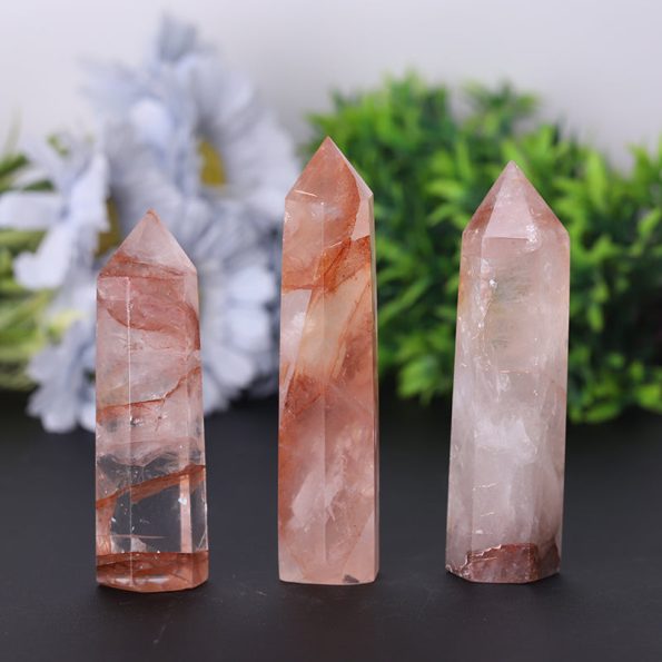 Vente en gros Naturel de haute qualité Feu Quartz Cristal Point Guérison Tour De Cristal