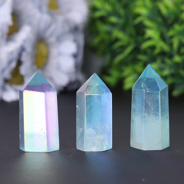 Vente en gros Ange bleu naturel Aura Cristal de quartz clair Points Cristaux de guérison