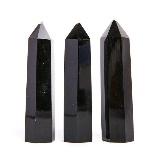 Lot de 3 pointe de cristal d’obsidienne noire