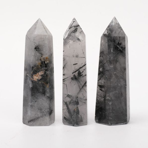 Lot de 3 pointes en cristal de Tourmaline noire