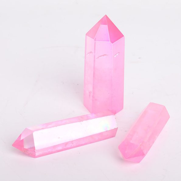 Lot de 3 pointes de cristal Aura Pink Angel