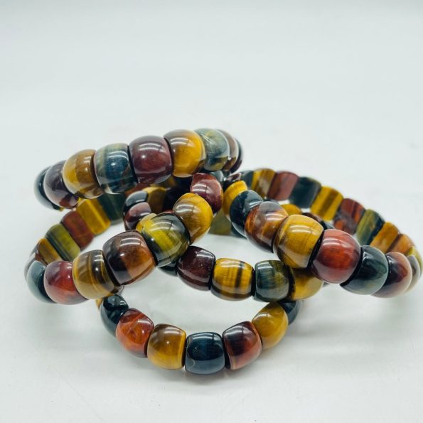 Bleu Rouge Jaune Couleur Mixte Oeil De Tigre Bracelet Cristal En Gros