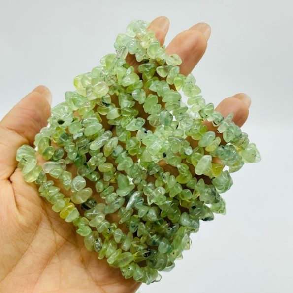 Bracelet de puce de Prehnite verte en gros