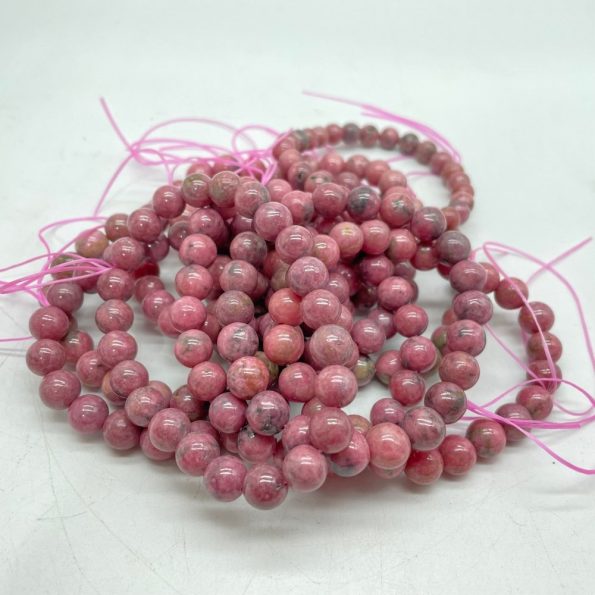 Bracelet en pierre de Rhodonite rose en gros